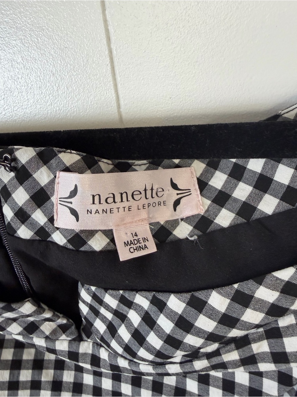 Nanette Lepore Gingham Off Shoulder Rockabilly Pin Up Wiggle Dress Retro Size 14 - Picture 8 of 12